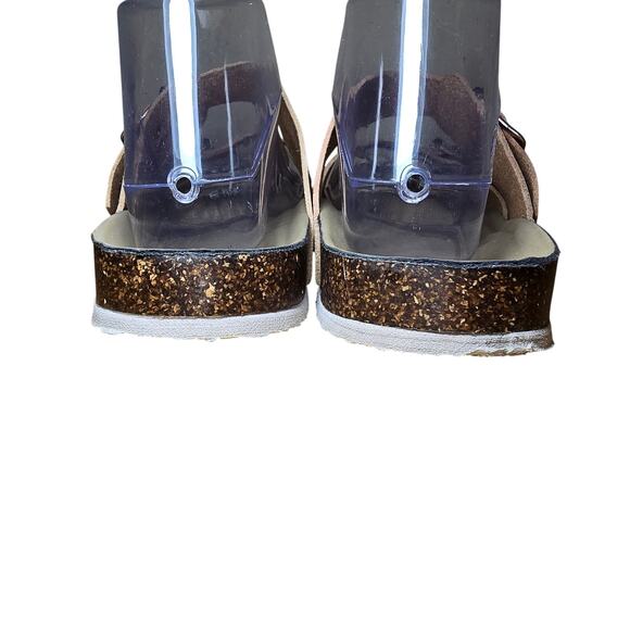 Madden Girl Rose Gold Double Silver Buckle Slide Sandals Slip on Cork Womens 9 - Picture 5 of 8